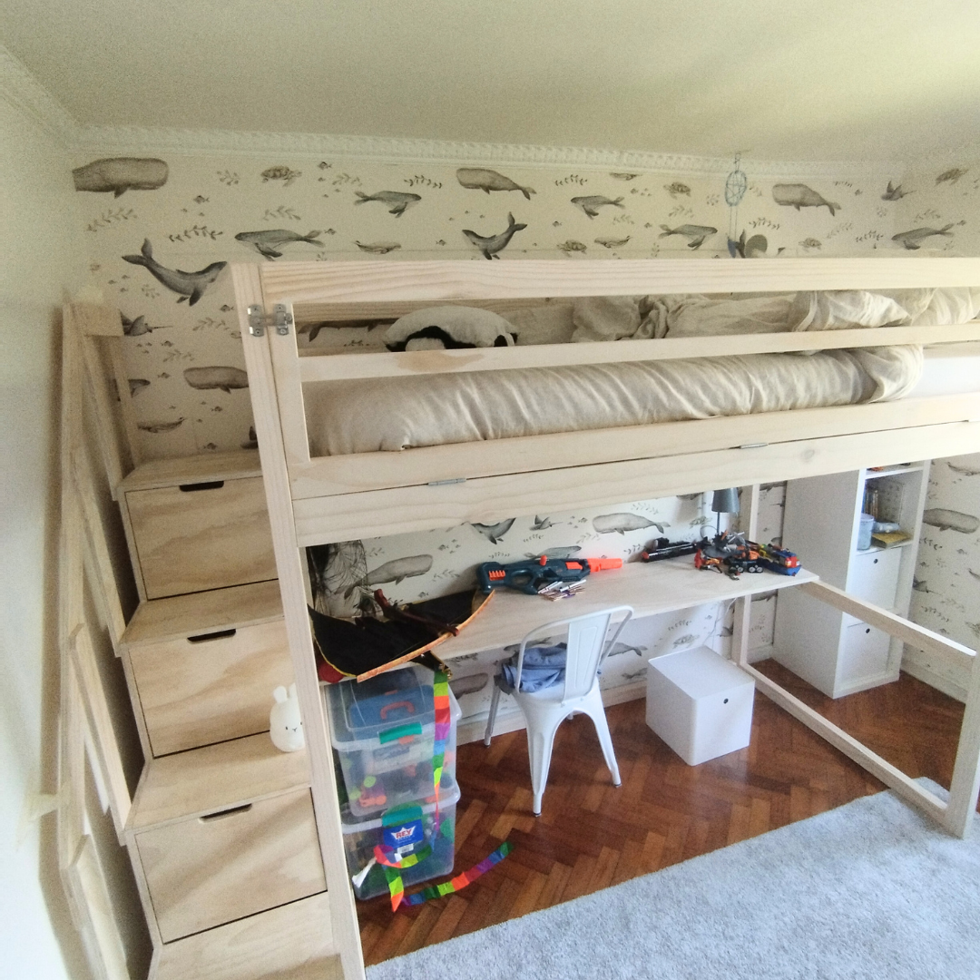 Cama en Altura con muebles