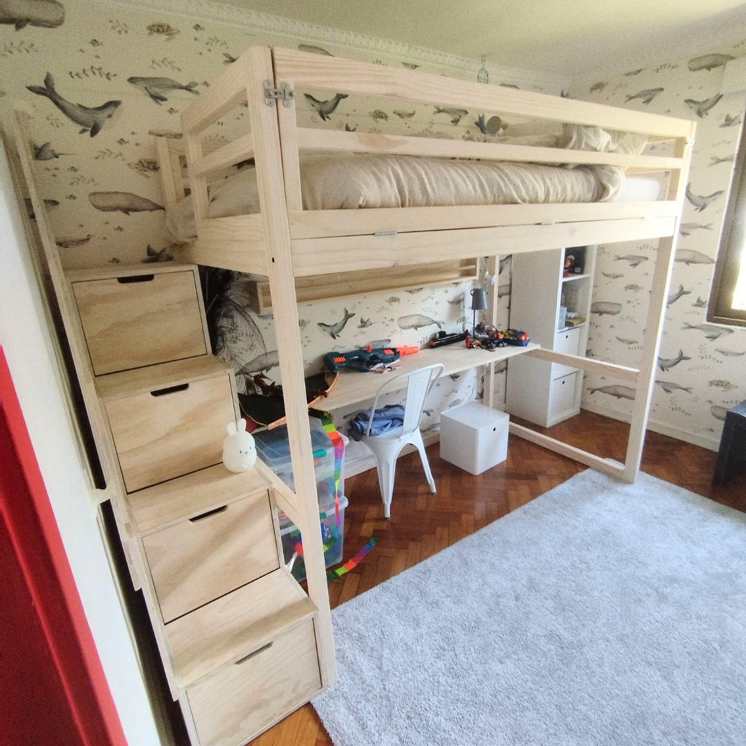 Cama en Altura con muebles